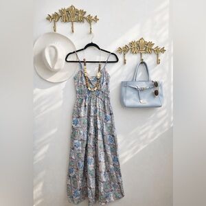 🆕NWT ✨ MONTEAU LOS ANGELES, LIN MELANGE Floral Linen-Blend Maxi Dress